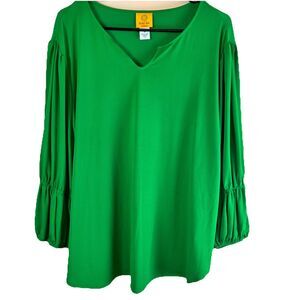 Ruby Rd Woman Green Balloon Sleeves Blouse Size 1X